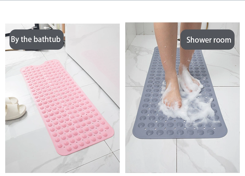 PVC TPE Non Slip Drain Hole Bathroom Rug Shower Massage Bath Mat