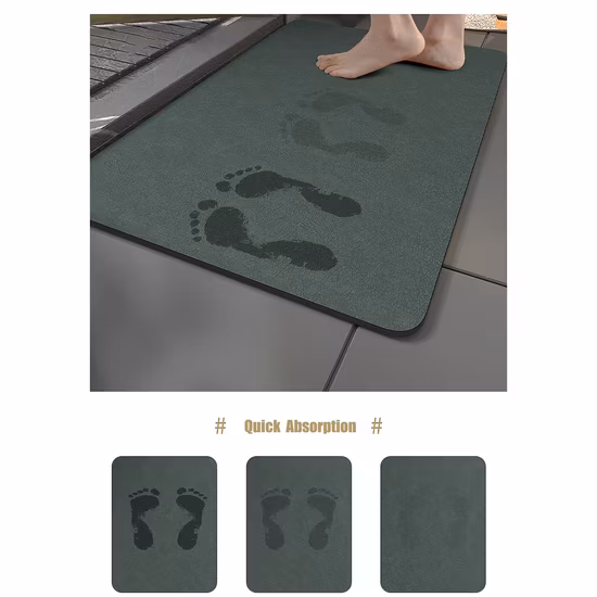 Hallway Mat Super Absorbent Quick Dry Rubber Backed Dirt Resistant Bath Rugs Mats Non Slip Gray Bathroom Rug for Shower Sink Bathtub