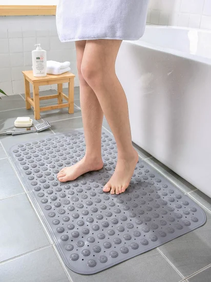 Tappetino da bagno con foro di scarico antiscivolo in PVC TPE, tappetino da bagno con doccia e massaggio